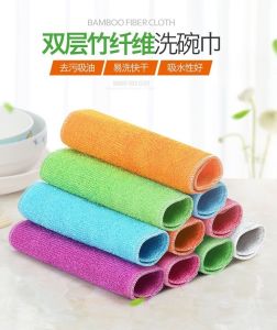 Easy to Clean Water Absorbent Bamboo Fiber Dishcloth Kitchen Special Use Towel Dish Towel Non-Stick Oil Washing Cloth