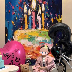 Birthday Scene Decoration Props Boy Girl Cake Background Photo Atmosphere Childrens Anniversary Festive Celebration Supplies