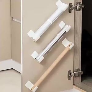  4Pcs Refrigerator Side Storage Rack Punch-free Storage Bracket Plastic Wrap Garbage Bag Cabinet Wall-mounted Storage Shelf