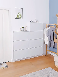 Ultra-thin 12cm Steel Shoe Cabinet Narrow Cabinet Large-capacity Flip Shoe Cabinet for Entrance Simple and Sturdy Shoe Cabinet