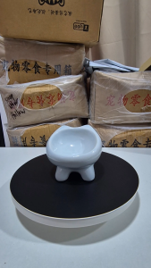 PT90 Pet Ceramic Bowl Cat Bowl Feeder Bowls Anti Slip High Stand Bowl Protect Spine