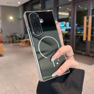 Luxury Plating Glossy Magnetic Case For Samsung Z Fold 8 Ultra 2026 7 6 5 4 for MagSafe Tempered Glass Screen Full-protect Cover