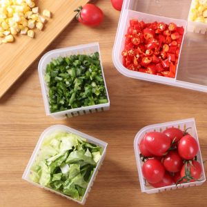 กล่องเก็บผัก 4 ช่อง กล่องเก็บอาหาร  กล่องเก็บของในตู้เย็น กล่องเก็บอาหารในตู้เย็น กล่องเก็บผักแบบระบายน้ำ 4 ช่อง กล่องอเนกประสงค์