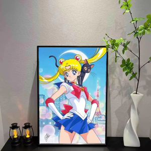 Bandai | 5D DIY Thủy Thủ Mặt Trăng Tranh Gắn Đá Bộ Full Khoan Đá Khảm Nghệ Thuật Thủ Công Trang Trí Nhà Tặng Không Khung Vuông Acrylic