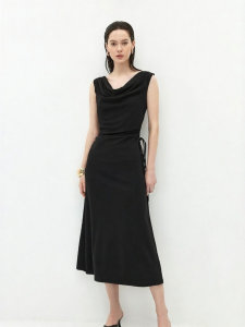 ONLY | Sleeveless Swing Neckline A-Line Asymmetrical Midi Dress