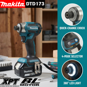 Makita | Makita DTD173 Bare Power Tool 18V Brushless Impact Driver T Mode Ring Built-in LED Light For Indoor Wood Craft DIY Jobs