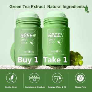 【Buy 1 Take 1】Green Tea Cleansing Solid Mask Acne Cleansing Beauty Skin Moisturizing Hydrating Remove Blackheads Acne Purifying Clay Stick COD