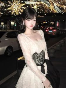 Pure Desire Lace Dress Black Cardigan Two-Piece Set Lightweight Mature Winter Skirt City Commute Date Daily Wear Cotton Blend