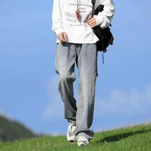 กางเกงยีนส์ทรงหลวมขาตรงสำหรับผู้ชาย ทรงหลวม สไตล์ High Street กางเกงขายาวลำลองฤดูใบไม้ร่วง 2025 ของ TONLION