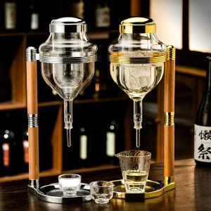 Japanese Style Ice Wine Bottle Drop Drip Type Glass Wine Decanter Japanese Restaurant Professional Sake Brewing Water Valve