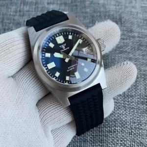 Tandorio | Tandorio Fashion 38mm PT5000 Automatic Watch for Men AR Sapphire Date NH35 Mechanical 20BAR Brushed Diving Wristwatch Luminous