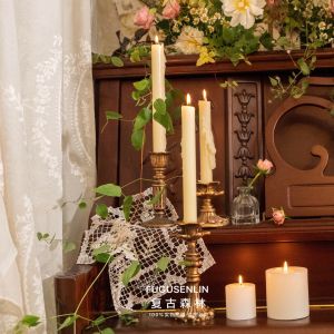 Retro Forest French Vintage Gold Candlestick Decorative Ornaments Wedding Display Props Resin Material Old-fashioned Style