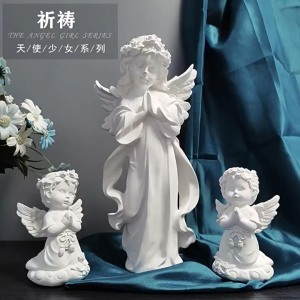 European Vintage Angel Plaster Statue – Elegant Home Decor