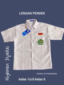 BAJU SERAGAM ANAK SEKOLAH MI LENGAN PENDEK DAN PANJANG WARNA PUTIH UNTUK LAKI LAKI DAN PEREMPUAN