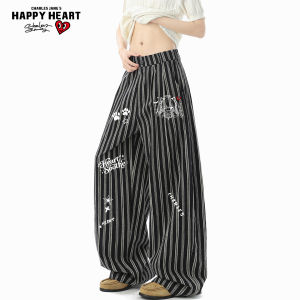 CHARLES JANGS HAPPY HEART | Summer Stripe Loose Comfortable Casual Trousers