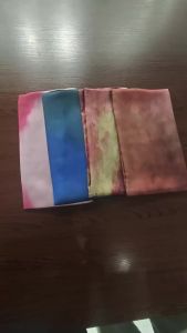 New Shimmer Satin Silk Hijab for Muslim Women Long Scarf Watercolor Print Headscarf Foulard Islam Head Cover Shawl Wrap Bandana