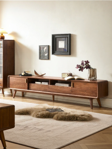 YUANSHI YUANSU | Solid Black Walnut Minimalist TV Cabinet