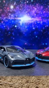 Diecast Miniatur Mainan Mobil Metal Bugatti Divo LED Bersuara Pullback Besi