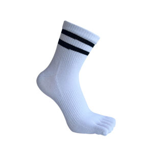 Vớ Thể Thao Nam Chất Liệu Cotton Nguyên Chất Sọc Thấm Hút Mồ Hôi Kiểu Bó Sát Ống Giữa Phong Cách Thường Ngày Tập Luyện Vớ Năm Ngón Ngắn