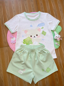 Cute Bear Original Japanese Style Short Sleeve Pure Cotton Summer Casual Versatile Set Womens T-shirt Comfortable Breathable