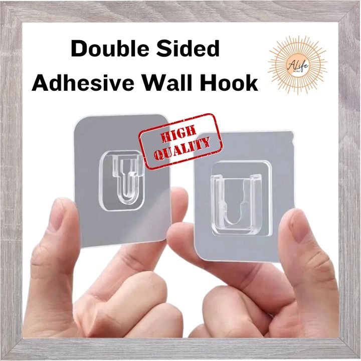 ALife World Strong Seamless Double Sided Adhesive Wall Hook Punch Free Adhesive Hook Waterproof Transparent Sticky No Punch Hook