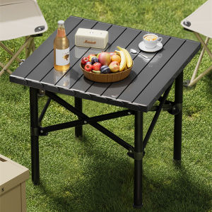 Portable Aluminum Alloy Folding Table Outdoor Camping Picnic Small Square Table Egg Roll BBQ Table Chair Combination