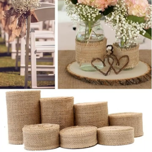 1 Roll Natural Jute Burlap Ribbon DIY Sewing Accessories Vintage Lace Ribbon Gift Wrap Wedding Party Decor Fabric Gift Wrap Vintage Burlap Ribbon