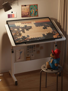 Foldable Puzzle Drawing Table Childrens Mapping Workbench Mini Table Portable Training Class Specialized Table for Toys