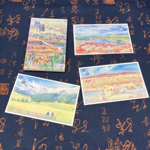 Hand-Painted Xinjiang Landscape Postcard Wucai Beach Selimu Lake Tianshan Heavenly Lake Hemu Tourist Souvenir Card