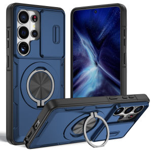 szhaiyu | Armor Magnetic Bracket Phone Case for Samsung S26 S25 Plus S24 S23 S22 Ultra A17 A56 A36 A26 A16 Slide Camera Protection Cover