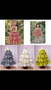 Premium Layered Maxi Dress for Kids Girls Korean Princess Birthday Party Dress