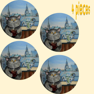 4-piece set - wooden placemat anti slip and heat-resistant desktop protection dining table decoration restaurant gift
