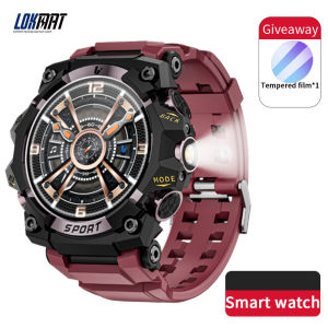 LOKMAT New ATTACK 3 PRO Rugged Smart Watch Bluetooth Calls Fitness Tracker Flashlight Message Push Heart Rate Monitor for Phone