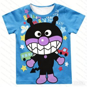 Bandai | Toddler Kids Cartoon Character Mens Shirts Short Sleeve Tee AnpanmanDokinchan Summer Casual Woman Tops for Boys and Girls