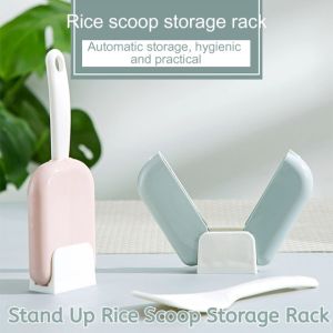 Automatic Opening And Closing Dust Cover Household Storage Rack Set Can Stand Nonstick Rice Spoon