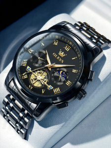 OLEVS | Men Quartz Watch Full Automatic Openwork Multifunction