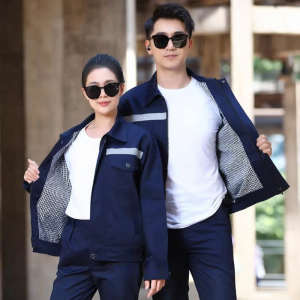 Custom Long Sleeve Workwear Set Wear-resistant and Stain-resistant Double-layer Jacket