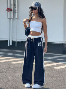 Quần Dài Thể Thao Sọc Patchwork Quần Dài Ống Đứng Thường Ngày Cho Nữ Quần Dài Thoải Mái Thoáng Khí Mùa Hè 2025