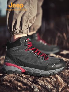 Jeep | Jeep Mens Hiking Boots Autumn Winter Outdoor Anti-Slip Wear-Resistant Mountain Climbing Shoes Shock Absorption Walking Shoes
