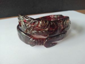 Gelang akar bahar ukir kujang macan tembus cahaya