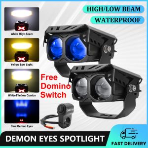 Motorcycle Spotlight Mini Driving Light 4modes lights+ Free domino switch Motorcycle Light