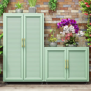 All Aluminum Alloy Storage Cabinet Outdoor Waterproof and Sun Protection Tool Cabinet with Wheels Courtyard Balcony Storage Cabinet Storage Cabinet Floor