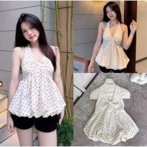 ÁO  YẾM  NỮ BÍ Ngố lưng  Bo chun  có  mút dễ thương