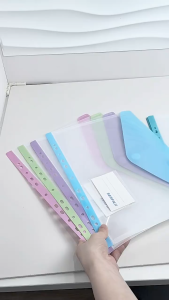 Long/A4 File Bag 11 Hole Loose Leaf Bag for 3/4/5 Ring Binder Transparent Binder Pouch Paper Organizer