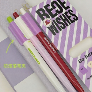 NEVER | ปากกาหมึกน้ำสีดำ Never Purple Taro Low Center of Gravity Quick Dry Pen ปากกาหมึกน้ำแบบหมุนได้สำหรับการสอบ ปากกาสีน้ำเงิน