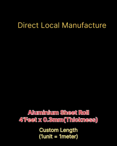 Aluminium Flat Sheet Plain Roll Aluminum Sheet Coil in Custom Size 0.3mm Thickness x 4ft x 1meter