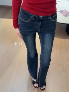 Retro High Waist Bell Bottom Jeans Womens Elastic Slimming Long Pants Cotton Stretch Denim Retro Style Ladies Fashion