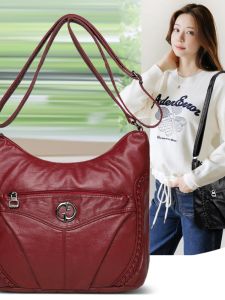 Retro Fashion Soft Leather Mom Bag Large Capacity Ladies Single Shoulder Bag Midlife Womens Bag Versatile Crossbody Bag