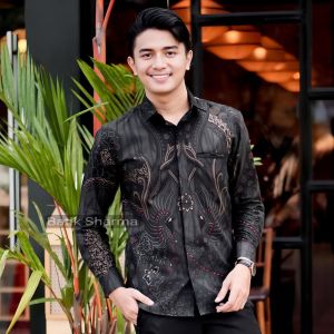 Kemeja Batik Pria Lengan Panjang Motif Damar Baju Batik Cowok Formal Casual Slim fit Laskala Premium
