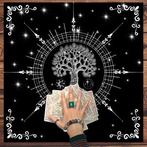 VIKAMA Vải Thờ Cúng Tarot Pha Trộn Tuần Trăng Vàng Đen Thảm Bói Toán Phù Thủy Thiên Thể Trang Trí Chiêm Tinh Tâm Linh Phong Cách Hiện Đại Chất Liệu Polyester Có Thể Giặt Máy.